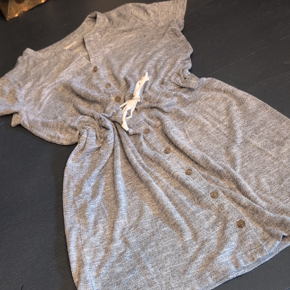 LOFT Gray Casual V-Neck Dolman Sleeve Dress